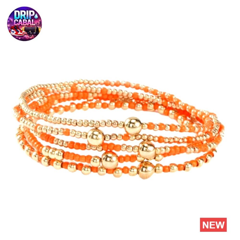 Boho Beaded Stackable Stretch Bracelets Set Resin Acrylic Elastic Wristbands